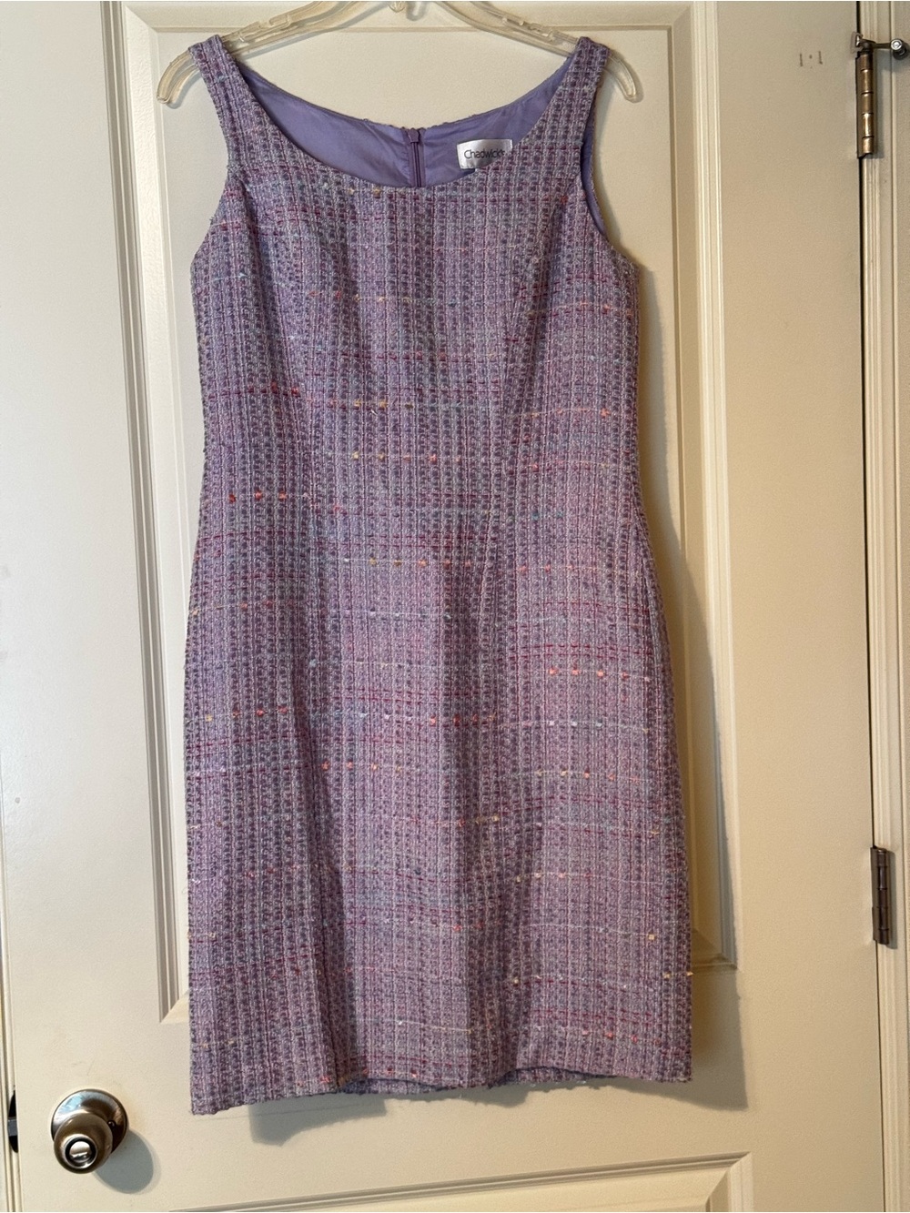 Chadwick’s Lilac Tweed Sheath Dress Size 8 Classic Career Wedding Church Dress